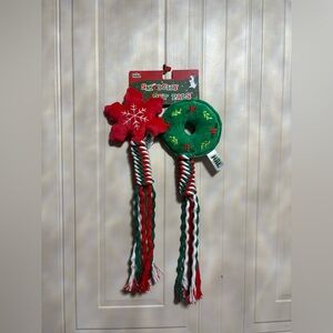Smoochy Rope Chew Toy 1 Knot Tug Play Fetch Toy Doggy Pets Christmas Holiday